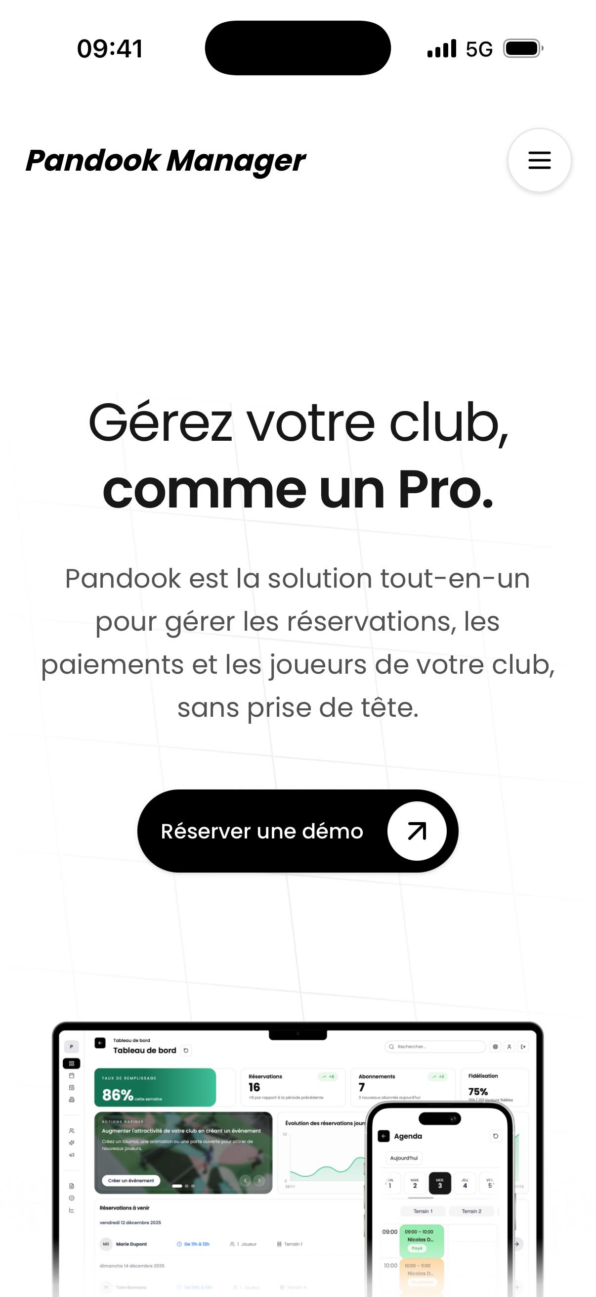 Pandook app second screen displaying advanced features and functionality