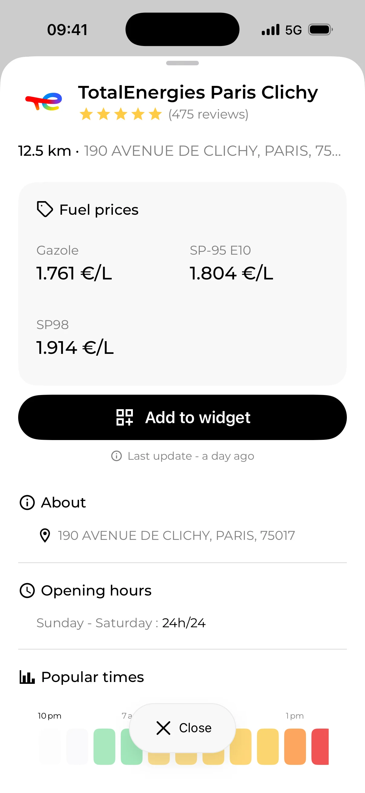 Fillzz - détail des prix carburant