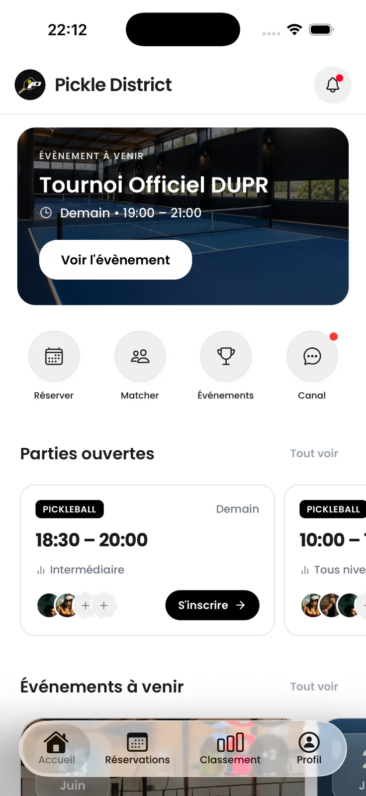 Pandook, app de réservation sportive développée par Klaapp